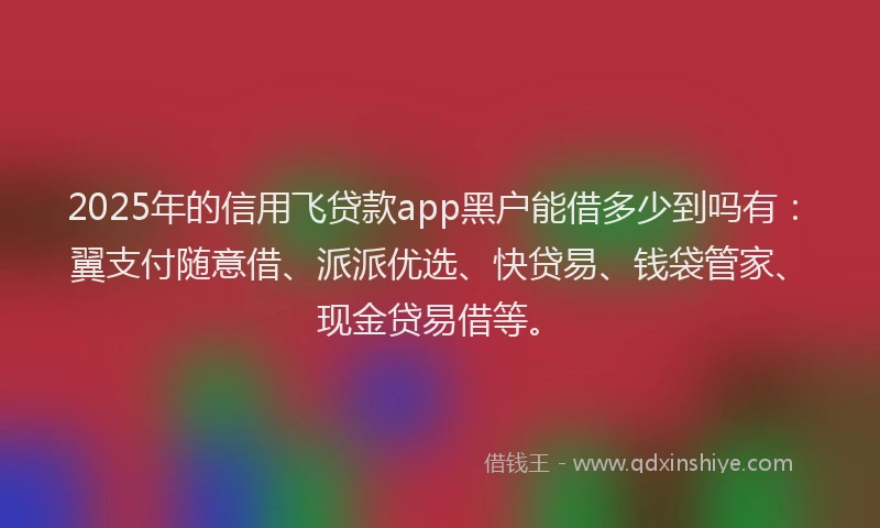 2025年的信用飞贷款app黑户能借多少到吗有：翼支付随意借、派派优选、快贷易、钱袋管家、现金贷易借等。
