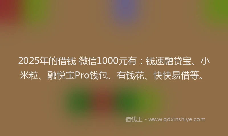 2025年的借钱 微信1000元有：钱速融贷宝、小米粒、融悦宝Pro钱包、有钱花、快快易借等。