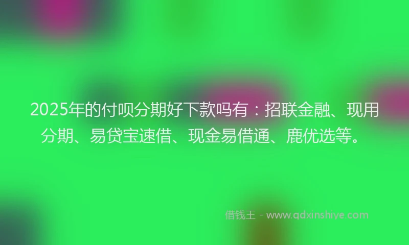 2025年的付呗分期好下款吗有：招联金融、现用分期、易贷宝速借、现金易借通、鹿优选等。