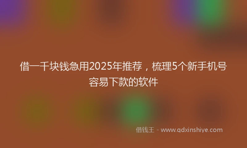 借一千块钱急用2025年推荐，梳理5个新手机号容易下款的软件