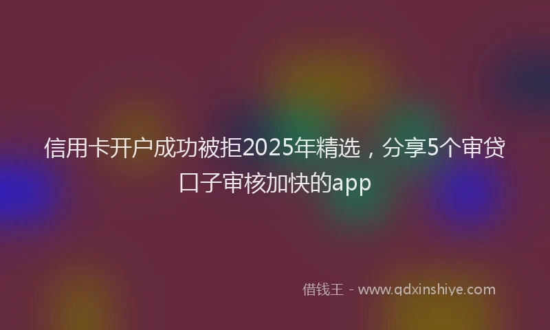 信用卡开户成功被拒2025年精选，分享5个审贷口子审核加快的app