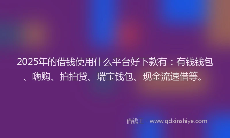 2025年的借钱使用什么平台好下款有：有钱钱包、嗨购、拍拍贷、瑞宝钱包、现金流速借等。
