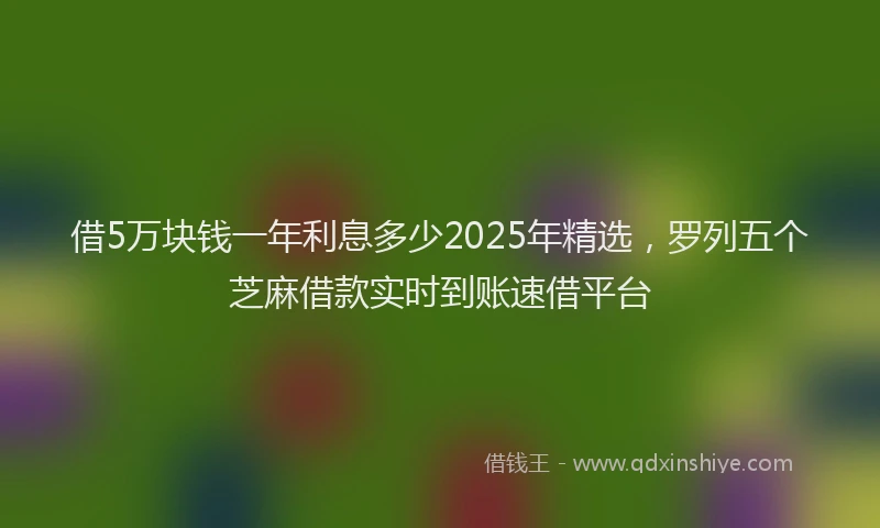 借5万块钱一年利息多少2025年精选，罗列五个芝麻借款实时到账速借平台