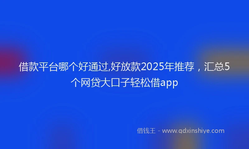 借款平台哪个好通过,好放款2025年推荐，汇总5个网贷大口子轻松借app