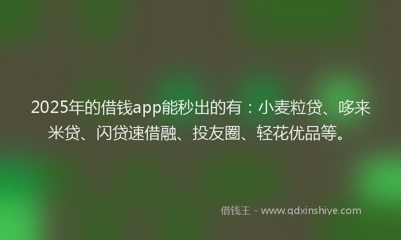 2025年的借钱app能秒出的有：小麦粒贷、哆来米贷、闪贷速借融、投友圈、轻花优品等。