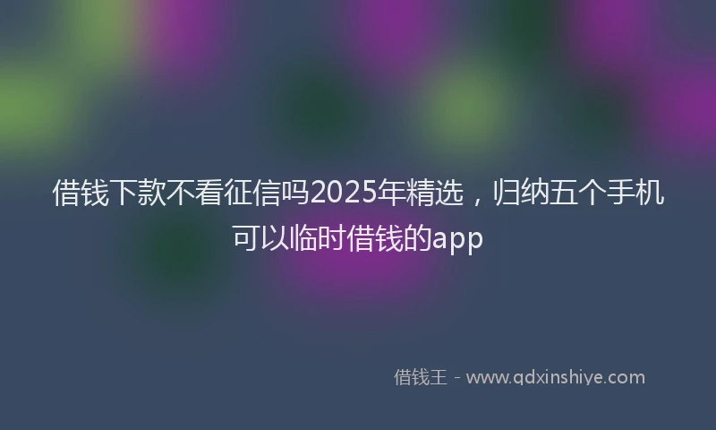 借钱下款不看征信吗2025年精选，归纳五个手机可以临时借钱的app