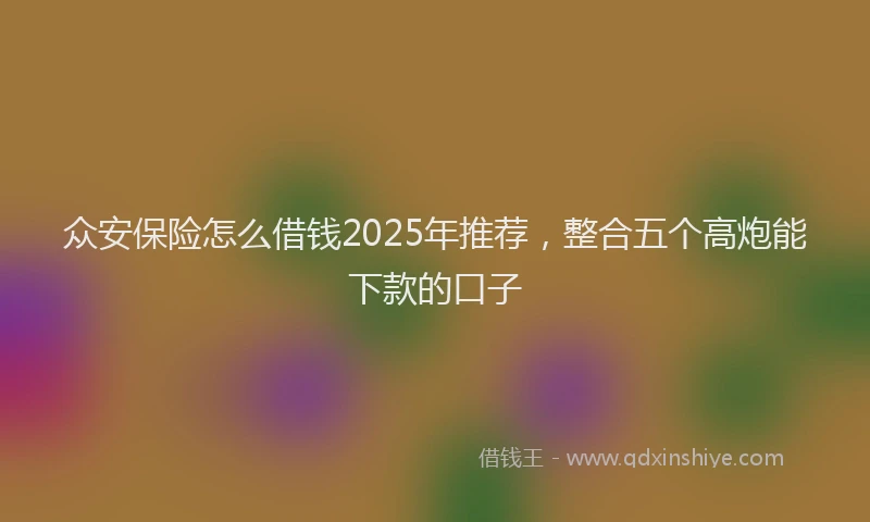 众安保险怎么借钱2025年推荐，整合五个高炮能下款的口子