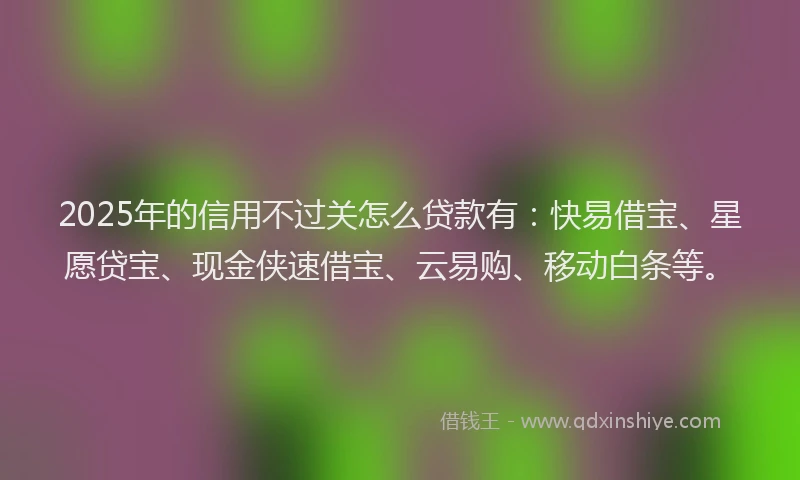 2025年的信用不过关怎么贷款有：快易借宝、星愿贷宝、现金侠速借宝、云易购、移动白条等。