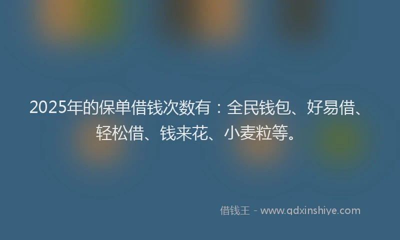 2025年的保单借钱次数有：全民钱包、好易借、轻松借、钱来花、小麦粒等。