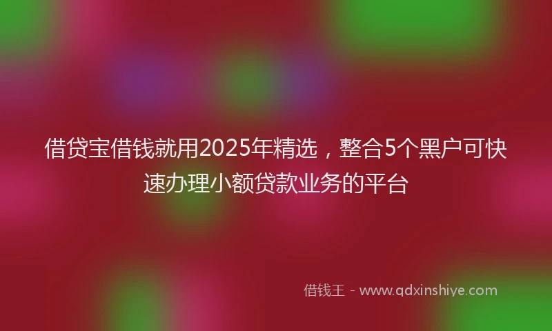 借贷宝借钱就用2025年精选，整合5个黑户可快速办理小额贷款业务的平台