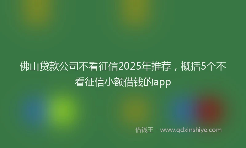 佛山贷款公司不看征信2025年推荐，概括5个不看征信小额借钱的app