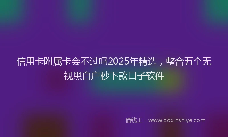 信用卡附属卡会不过吗2025年精选，整合五个无视黑白户秒下款口子软件