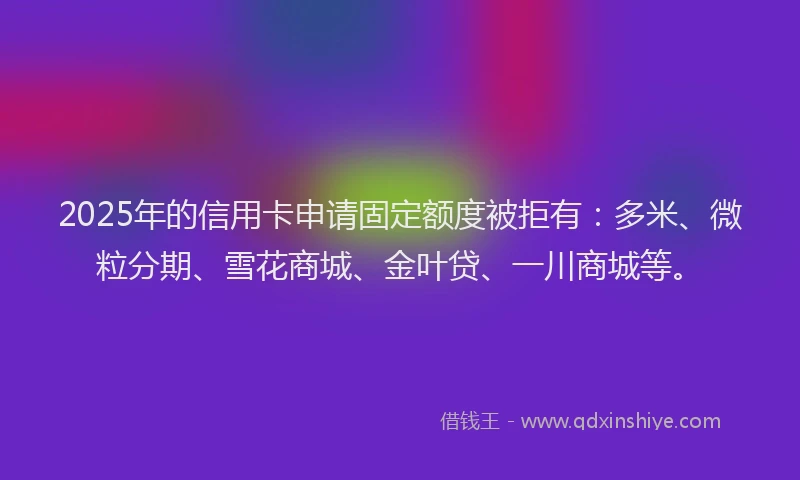 2025年的信用卡申请固定额度被拒有：多米、微粒分期、雪花商城、金叶贷、一川商城等。