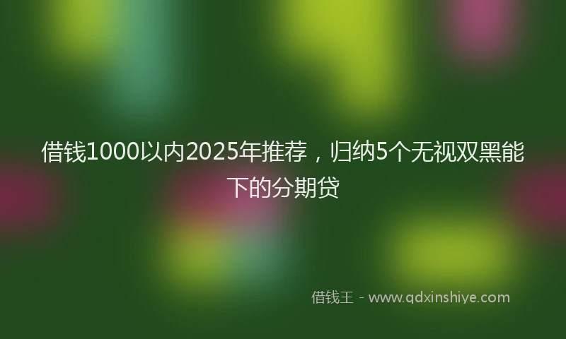 借钱1000以内2025年推荐，归纳5个无视双黑能下的分期贷