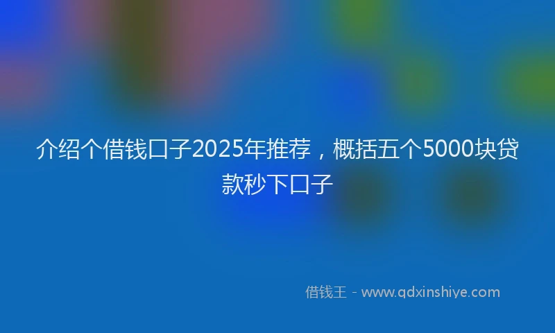 介绍个借钱口子2025年推荐，概括五个5000块贷款秒下口子