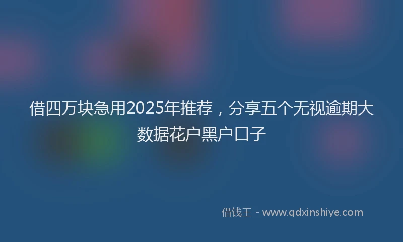 借四万块急用2025年推荐，分享五个无视逾期大数据花户黑户口子