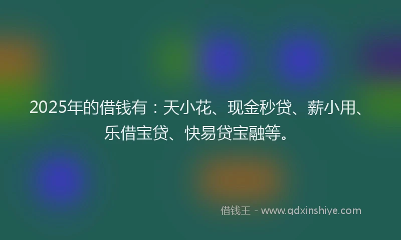 2025年的借钱有：天小花、现金秒贷、薪小用、乐借宝贷、快易贷宝融等。