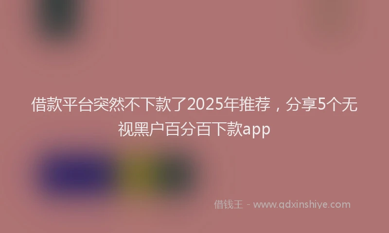 借款平台突然不下款了2025年推荐，分享5个无视黑户百分百下款app