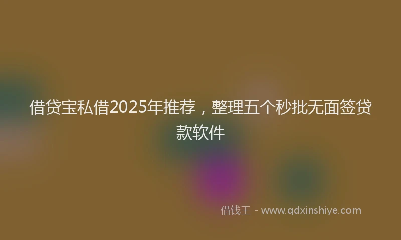 借贷宝私借2025年推荐，整理五个秒批无面签贷款软件