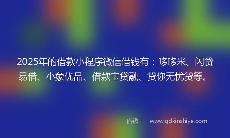 2025年的借款小程序微信借钱有：哆哆米、闪贷易借、小象优品、借款宝贷融、贷你无忧贷等。