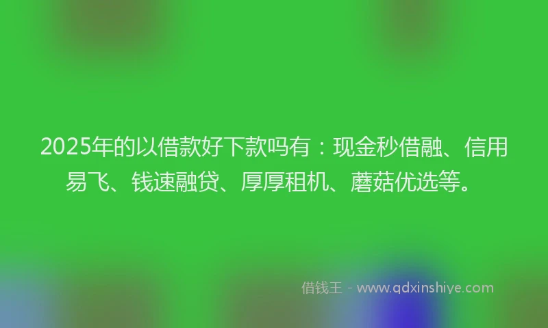 2025年的以借款好下款吗有：现金秒借融、信用易飞、钱速融贷、厚厚租机、蘑菇优选等。