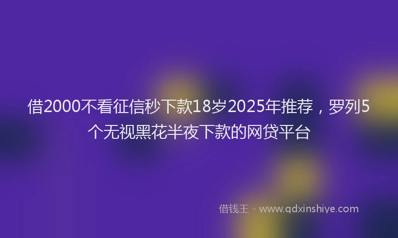 借2000不看征信秒下款18岁2025年推荐，罗列5个无视黑花半夜下款的网贷平台