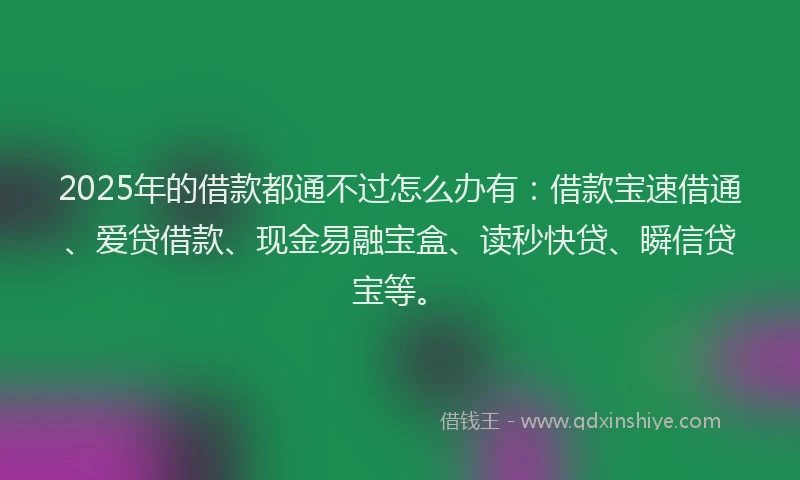 2025年的借款都通不过怎么办有：借款宝速借通、爱贷借款、现金易融宝盒、读秒快贷、瞬信贷宝等。