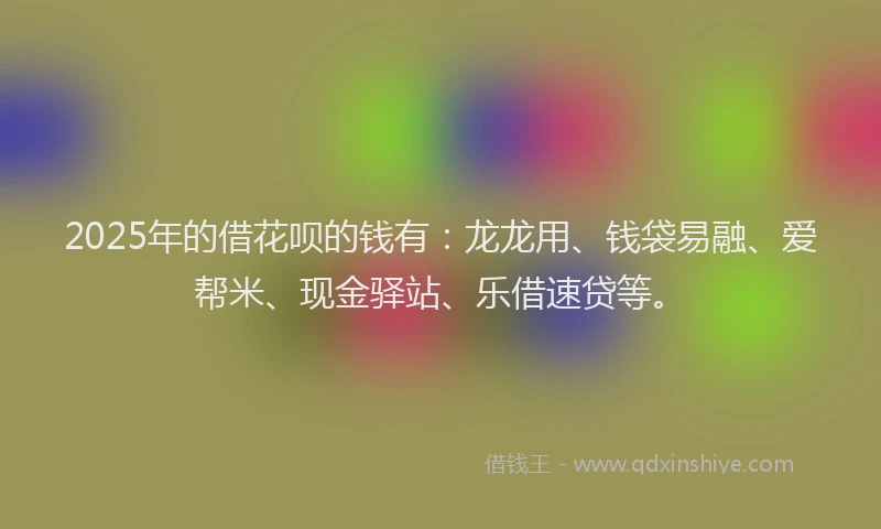 2025年的借花呗的钱有：龙龙用、钱袋易融、爱帮米、现金驿站、乐借速贷等。