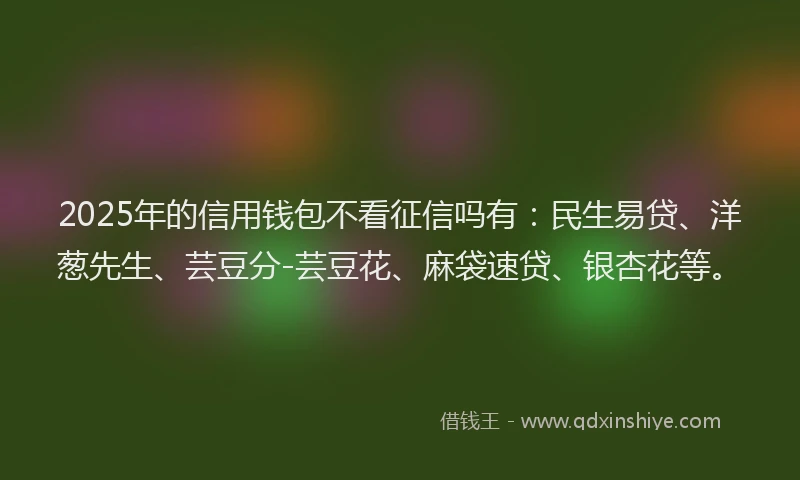 2025年的信用钱包不看征信吗有：民生易贷、洋葱先生、芸豆分-芸豆花、麻袋速贷、银杏花等。