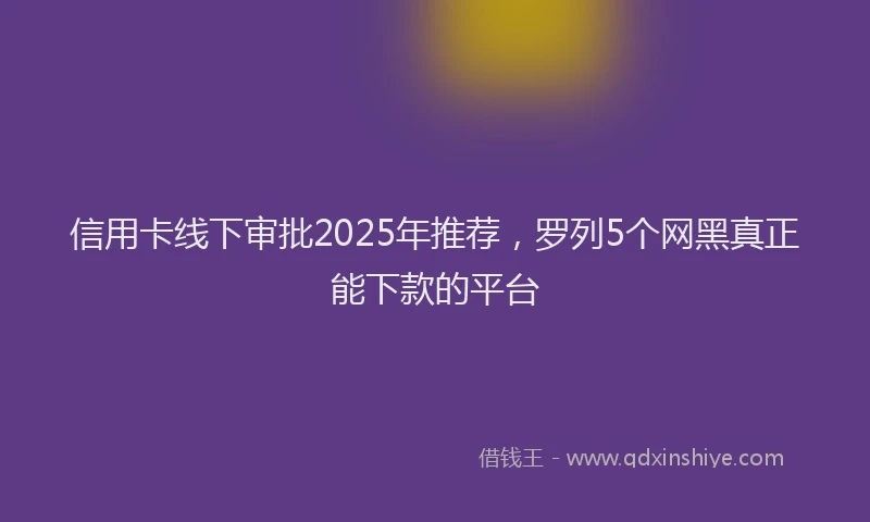 信用卡线下审批2025年推荐，罗列5个网黑真正能下款的平台