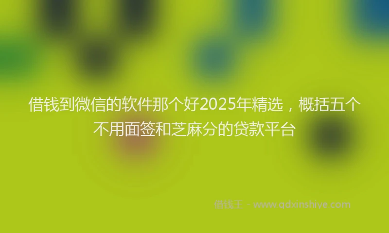 借钱到微信的软件那个好2025年精选，概括五个不用面签和芝麻分的贷款平台