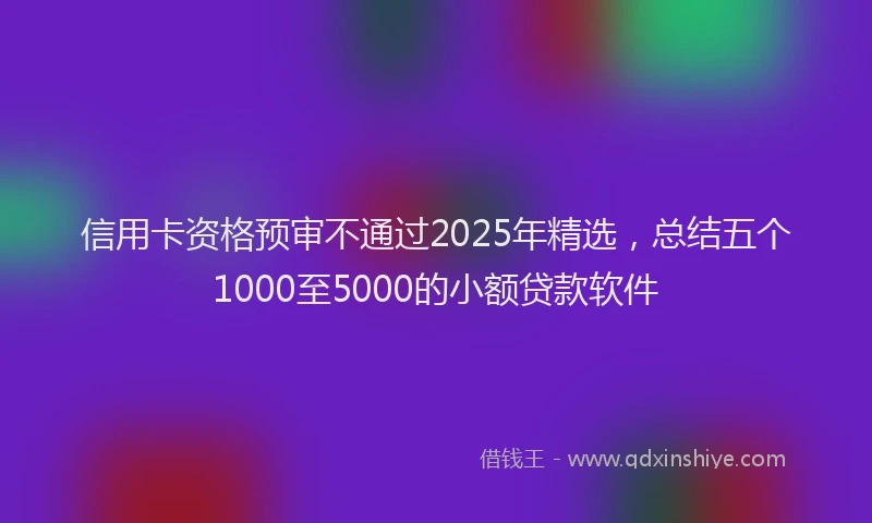 信用卡资格预审不通过2025年精选，总结五个1000至5000的小额贷款软件