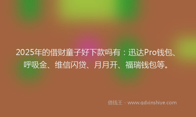 2025年的借财童子好下款吗有：迅达Pro钱包、呼吸金、维信闪贷、月月开、福瑞钱包等。