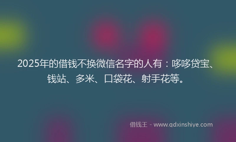 2025年的借钱不换微信名字的人有：哆哆贷宝、钱站、多米、口袋花、射手花等。