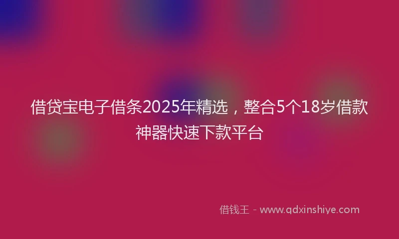 借贷宝电子借条2025年精选，整合5个18岁借款神器快速下款平台