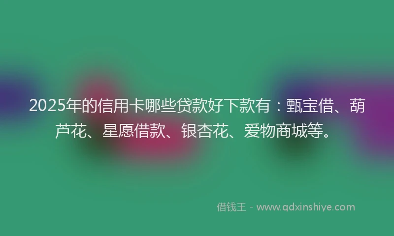 2025年的信用卡哪些贷款好下款有：甄宝借、葫芦花、星愿借款、银杏花、爱物商城等。