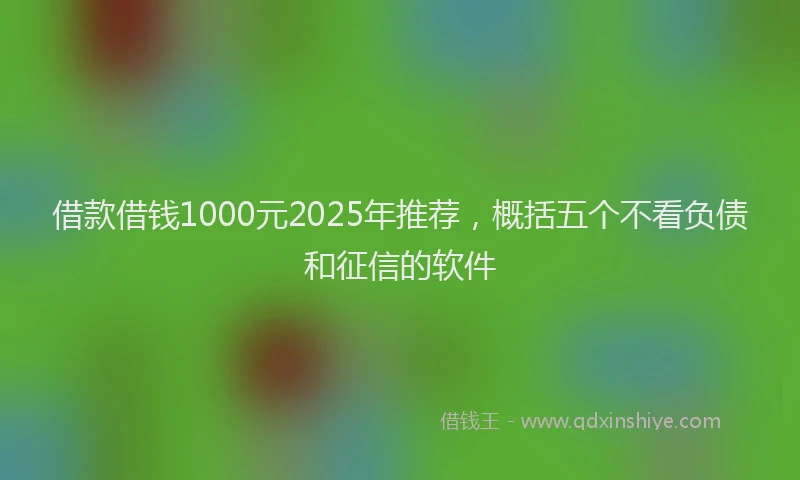 借款借钱1000元2025年推荐，概括五个不看负债和征信的软件