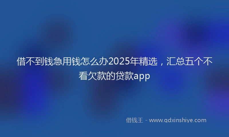 借不到钱急用钱怎么办2025年精选，汇总五个不看欠款的贷款app