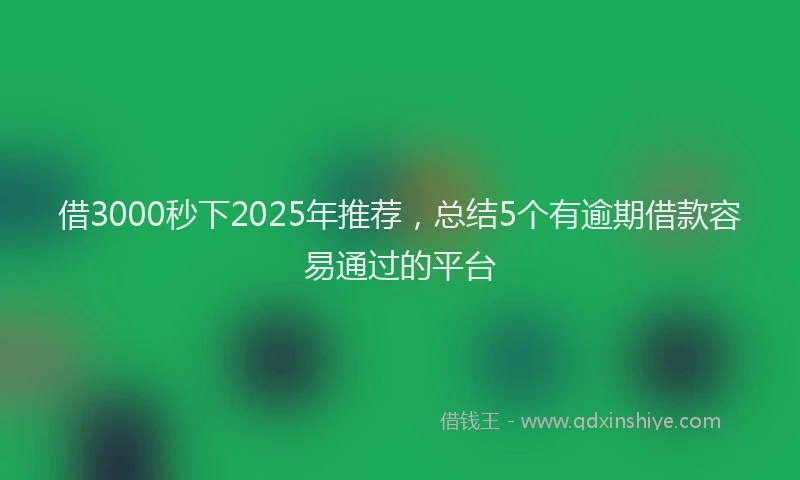 借3000秒下2025年推荐，总结5个有逾期借款容易通过的平台