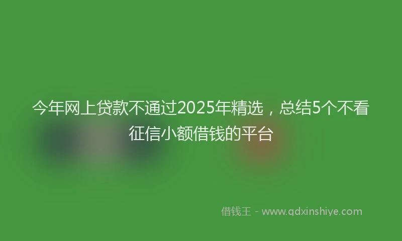 今年网上贷款不通过2025年精选，总结5个不看征信小额借钱的平台