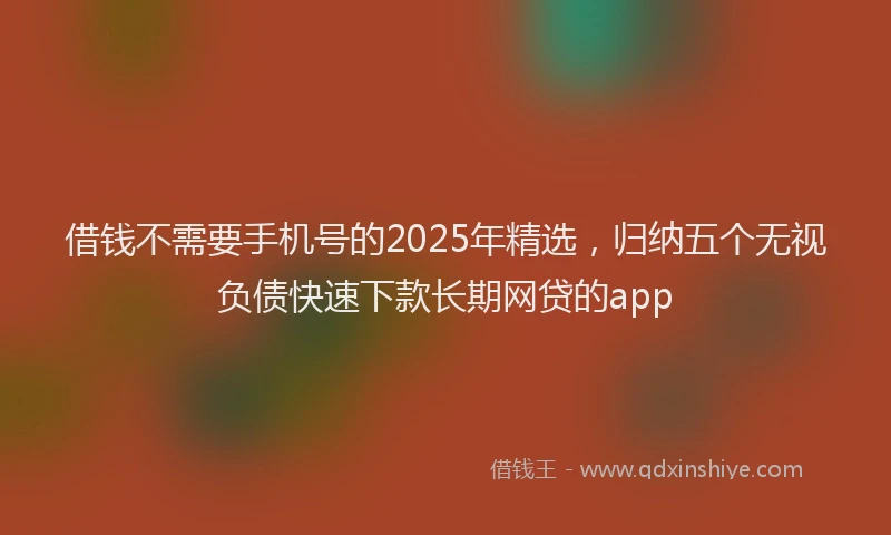 借钱不需要手机号的2025年精选，归纳五个无视负债快速下款长期网贷的app