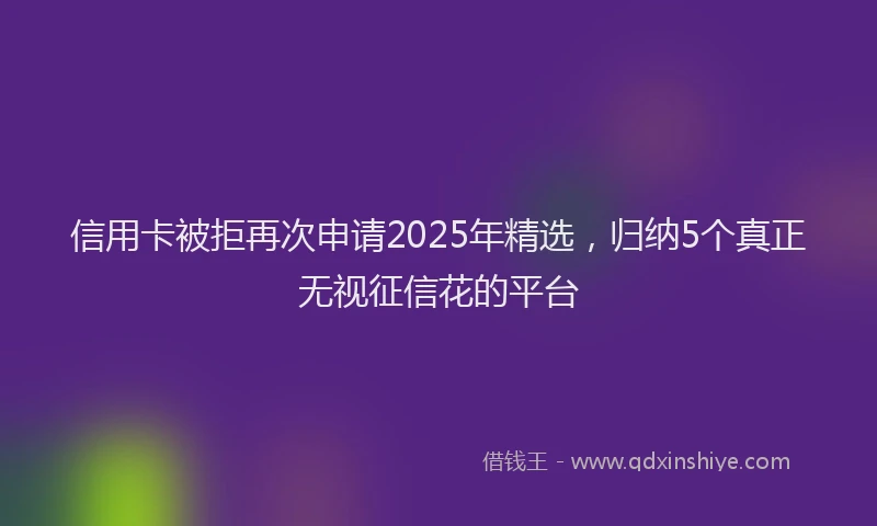 信用卡被拒再次申请2025年精选，归纳5个真正无视征信花的平台