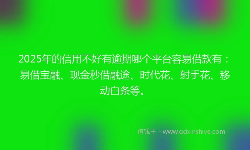 2025年的信用不好有逾期哪个平台容易借款有：易借宝融、现金秒借融途、时代花、射手花、移动白条等。