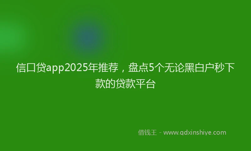 信口贷app2025年推荐，盘点5个无论黑白户秒下款的贷款平台