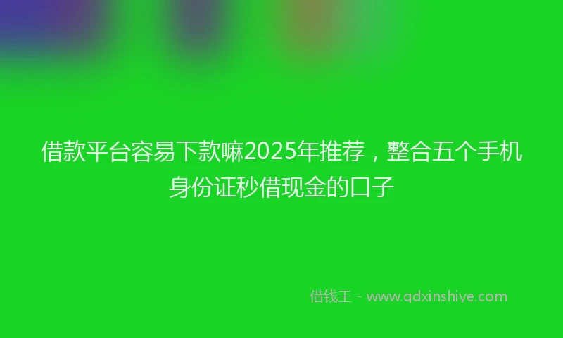 借款平台容易下款嘛2025年推荐，整合五个手机身份证秒借现金的口子