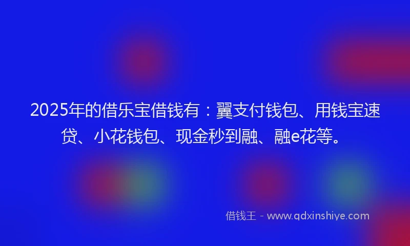 2025年的借乐宝借钱有：翼支付钱包、用钱宝速贷、小花钱包、现金秒到融、融e花等。