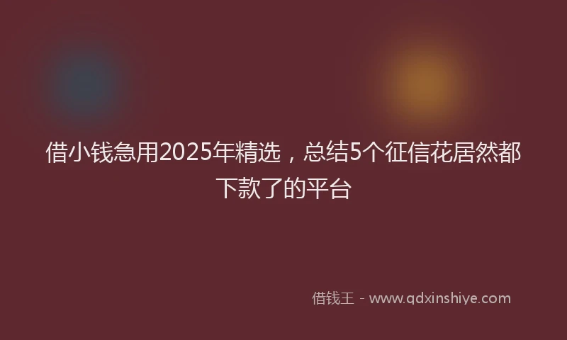 借小钱急用2025年精选，总结5个征信花居然都下款了的平台