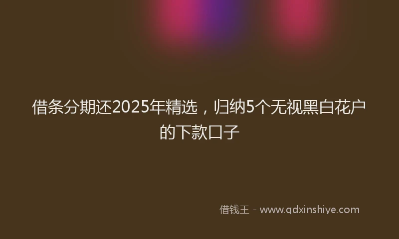 借条分期还2025年精选，归纳5个无视黑白花户的下款口子