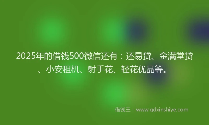 2025年的借钱500微信还有：还易贷、金满堂贷、小安租机、射手花、轻花优品等。