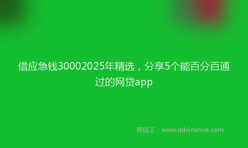 借应急钱30002025年精选，分享5个能百分百通过的网贷app